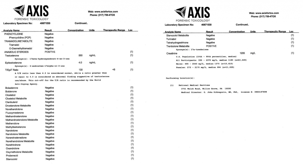 Dallas McCarver Steroidtest